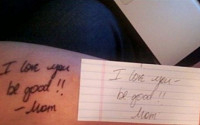 마음이 뭉클해지는 문신,  “사랑해, 잘있어” 엄마 마지막 편지