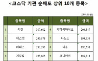 [코스닥 기관 순매도 상위 10개 종목]