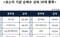 [코스닥 기관 순매수 상위 10개 종목]