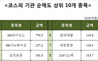 [주간 코스피 기관 순매도 상위 10개 종목]
