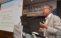 [포토]창조경제에서의 기업의 역할이란 주제로 강연하는 배순훈 S&T 중공업 회장