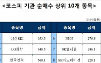 주간 코스피 기관 순매수 상위 10개 종목