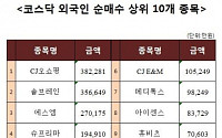 [코스닥 외국인 순매수 상위 10개 종목]