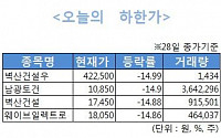 [오늘의 하한가]벽산건설·벽산건설우, M&amp;A 기대감 약발 다했나