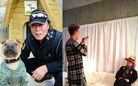 지드래곤 아버지, 옷 입은 강아지 어깨 위에 손 올리고...