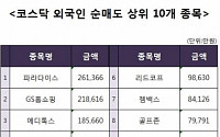 [코스닥 외국인 순매도 상위 10개 종목]