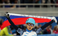 [포토]안현수 동메달 획득, 러시아 국기 들고 환호