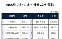 [코스닥 기관 순매수 상위 10개 종목]