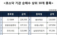 [코스닥 기관 순매수 상위 10개 종목]