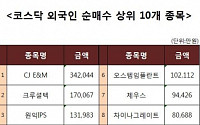 [코스닥 외국인 순매수 상위 10개 종목]