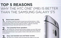 HTC, 삼성에 또 도발 광고...&quot;HTC M8이 갤럭시S5 기능보다 뛰어난 5가지 이유&quot;