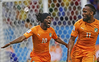 [2014 브라질월드컵]코트디부아르, 일본에 2-1로 역전승...드록바 투입 이후 분위기 반전