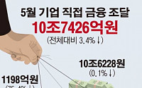 5월 기업 직접금융 조달 10조7426억…주식발행 ↓