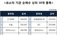 [코스닥 기관 순매수 상위 10개 종목]