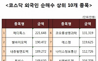 [코스닥 외국인 순매수 상위 10개 종목]