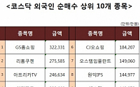 [코스닥 외국인 순매수 상위 10개 종목]