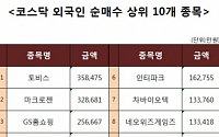 [코스닥 외국인 순매수 상위 10개 종목]