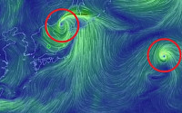 실시간 위성사진 보니 11호 태풍 '할롱' 가고 13호 '제너비브' 온다