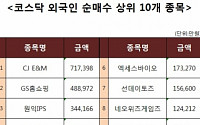 [코스닥 외국인 순매수 상위 10개 종목]