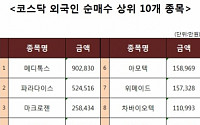 [코스닥 외국인 순매수 상위 10개 종목]