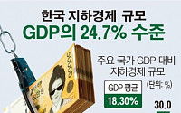 [데이터뉴스] 한국 지하경제, GDP의 25% 수준…미국의 2.7배