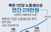 [데이터뉴스]북 1인당 노동생산성 270만원, 남 1980년 수준