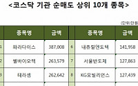 [코스닥 기관 순매도 상위 10개 종목]