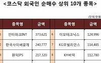 [코스닥 외국인 순매수 상위 10개 종목]