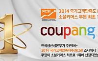 쿠팡, 2014 NCSI 소셜커머스 부문 1위