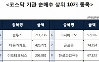 [코스닥 기관 순매수 상위 10개 종목]