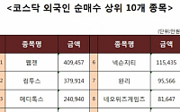 [코스닥 외국인 순매수 상위 10개 종목]