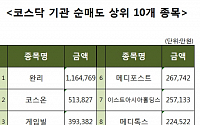 [코스닥 기관 순매도 상위 10개 종목]