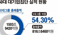 국내 5대그룹 순이익, 50대 그룹의 93% 차지