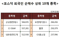 [코스닥 외국인 순매수 상위 10개 종목]