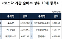 [코스닥 기관 순매수 상위 10개 종목]