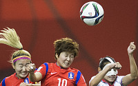 [포토] 한국, 코스타리카와 2-2 무승부… 지소연의 헤딩 순간 포착