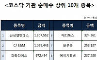 [코스닥 기관 순매수 상위 10개 종목]