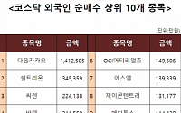 [코스닥 외국인 순매수 상위 10개 종목]