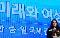 [한중일 콘퍼런스]주제발표하는 뤼수친 삼원식품 부총경리