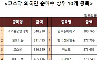 [코스닥 외국인 순매수 상위 10개 종목]