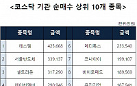 [코스닥 기관 순매수 상위 10개 종목]