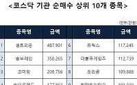 [코스닥 기관 순매수 상위 10개 종목]