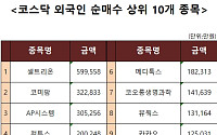 [코스닥 외국인 순매수 상위 10개 종목]
