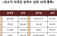 [코스닥 외국인 순매수 상위 10개 종목]