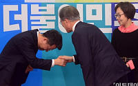 [포토] 문재인 대표에게 90도 인사하는 이철희 소장