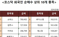 [코스닥 외국인 순매수 상위 10개 종목]