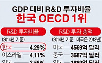 [데이터뉴스] 한국 GDP대비 R＆D투자 비율 OECD 1위…총액은 中의 5분의 1