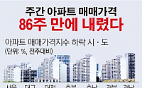 [데이터뉴스] 주간 아파트 매매가 86주만에 하락세 전환