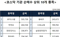 [코스닥 기관 순매수 상위 10개 종목]