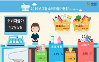 2월 소비자물가 1.3% 상승...신선식품 등 농축산물 급등(종합)